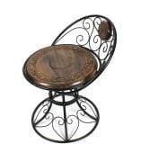 Ahşap Ferforje Oymalı Sandalye Tabure 46x46x59 cm. KNA50-1