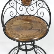 Ahşap Ferforje Oymalı Sandalye Tabure 46x46x59 cm. KNA50-1