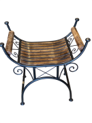 Ahşap Ferforje Oymalı Puf Tabure