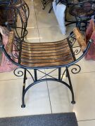 Ahşap Ferforje Oymalı Puf Tabure