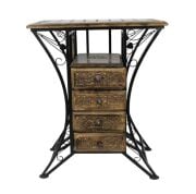 Ahşap Ferforje Dresuar Komodin Etajer 4 Çekmeceli  38x65x80 cm.