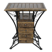 Ahşap Ferforje Dresuar Komodin Etajer 4 Çekmeceli  38x65x80 cm.