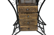 Ahşap Ferforje Dresuar Komodin Etajer 4 Çekmeceli  38x65x80 cm.