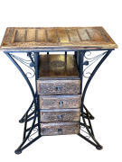 Ahşap Ferforje Dresuar Komodin Etajer 4 Çekmeceli  30x60x84 cm.