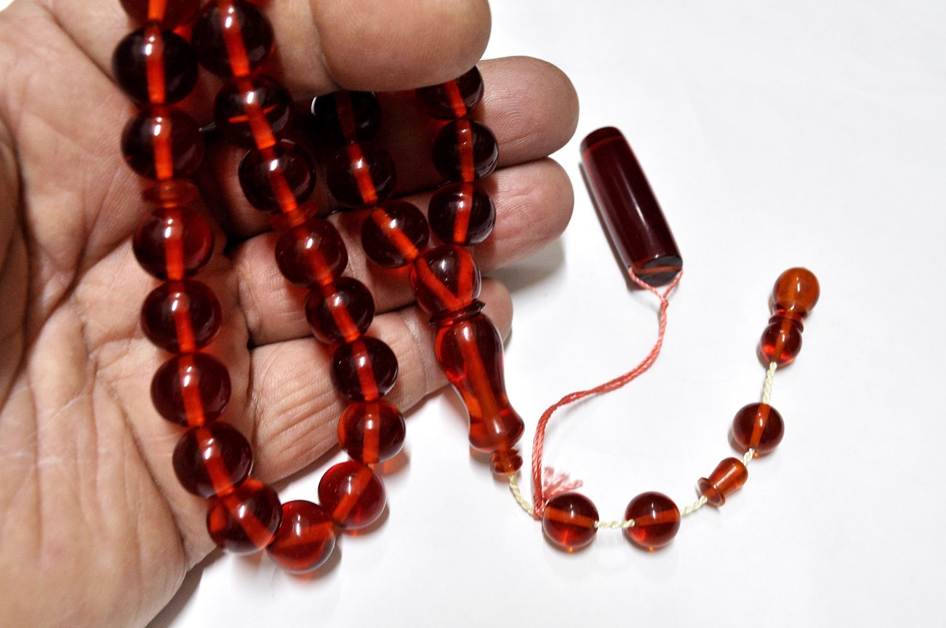 Ateş Kehribar Tesbih 12*12 mm (KHR-11045)