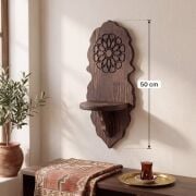 Ahşap Oymalı Kavukluk Lambalık Raf  50x22x16 cm.