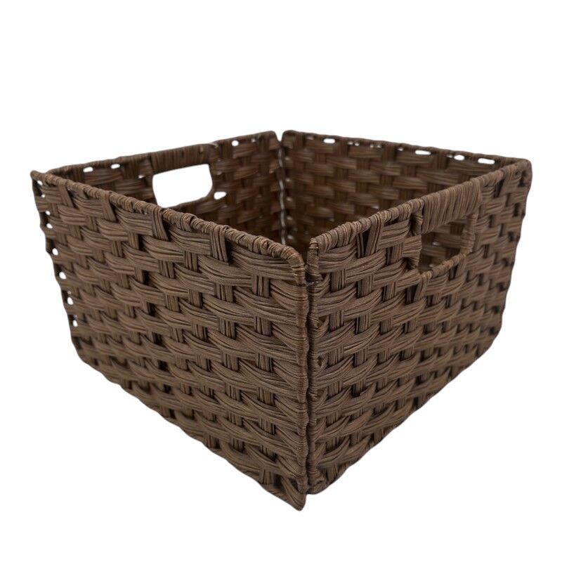 Hasır  Plastik Örme Katlanır Sepet  Organizer 33x33x21 cm.