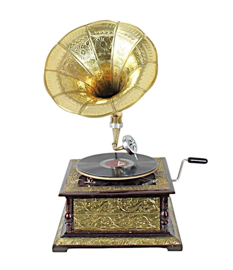 Ahşap Metal Kaplamalı Gramofon