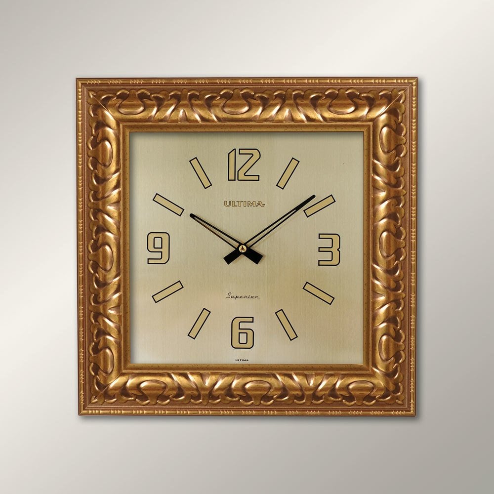 Regal Ultima 1352 GP Relief Desenli Sarı Köşeli Duvar Saatı