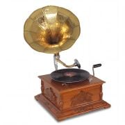 Ahşap Oymalı Kare Gramofon