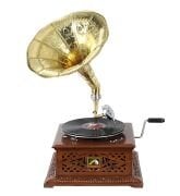 Ahşap Oymalı Kare Gramofon