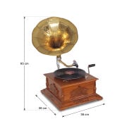 Ahşap Oymalı Kare Gramofon