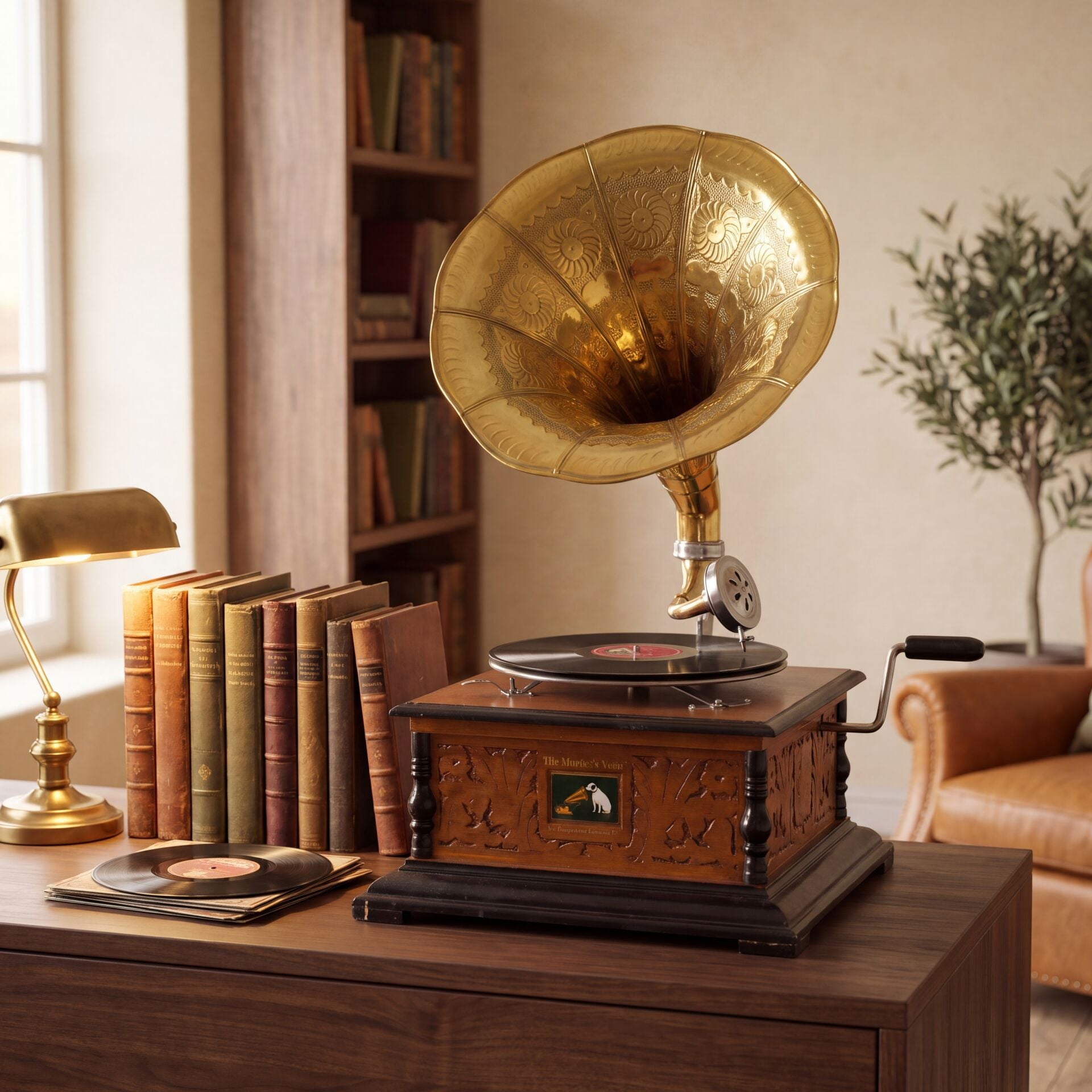 Ahşap Kare  Gramofon