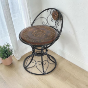 Ahşap Ferforje Oymalı Sandalye Tabure