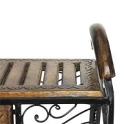 Ahşap Ferforje Oymalı Semer Tabure ( Defolu Ürün )